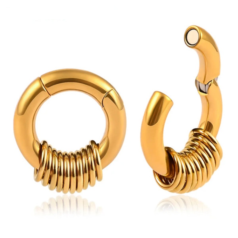 2g Stacked Gold Hinged Rings 2 gauge Gold