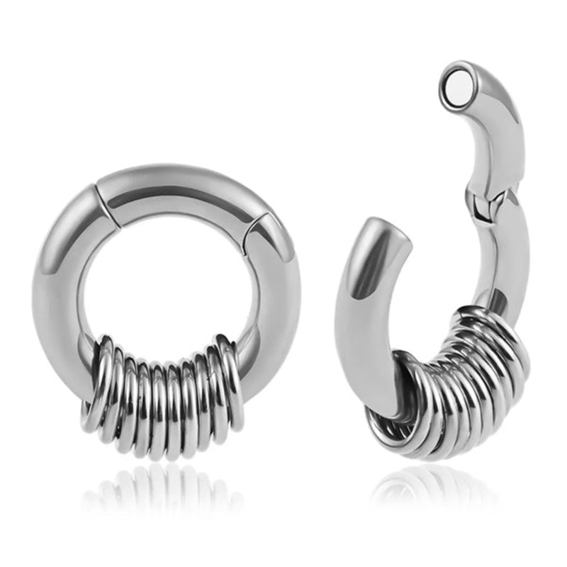 2g Stacked Stainless Hinged Rings 2 gauge Stainless Steel