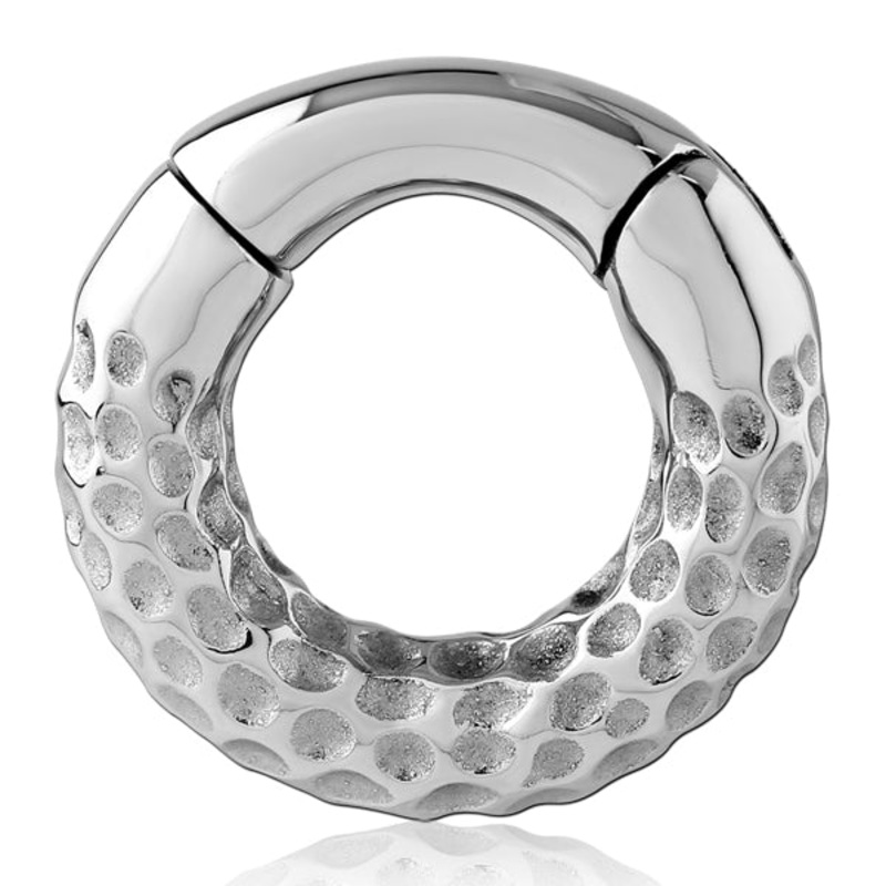 6g Dimpled Stainless Hinged Rings 6 gauge – 1/2″ diameter (12mm) Stainless Steel Pair