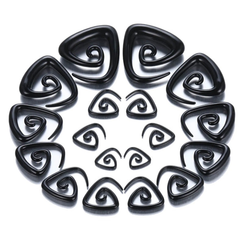Black Acrylic Trinity Spirals 14 gauge (1.6mm) Black Pair