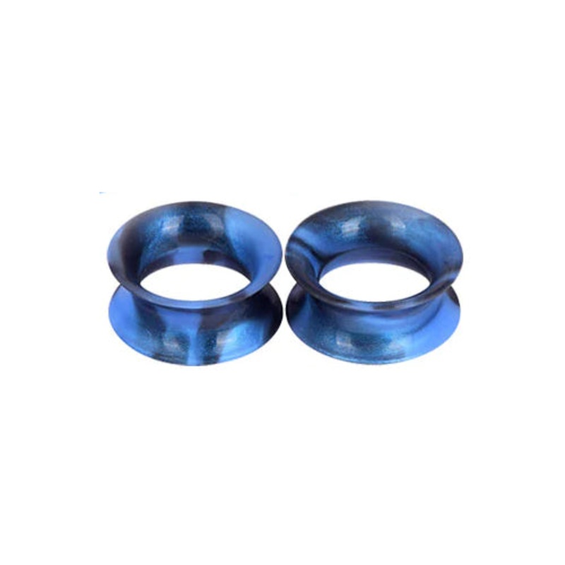 Black/Blue Silicone Tunnels 0 gauge (8mm) Black/Blue Pair