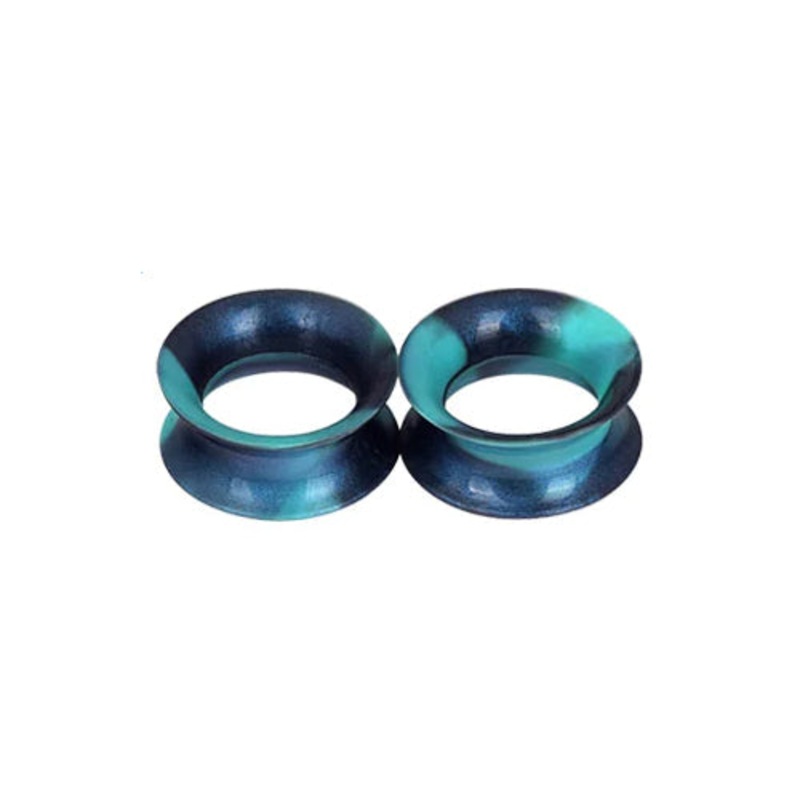 Black/Teal Silicone Tunnels 0 gauge (8mm) Black/Teal Pair