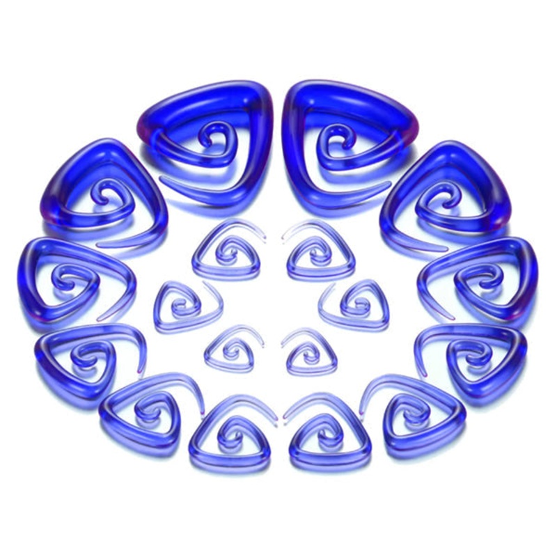 Blue Acrylic Trinity Spirals 14 gauge (1.6mm) Blue Pair
