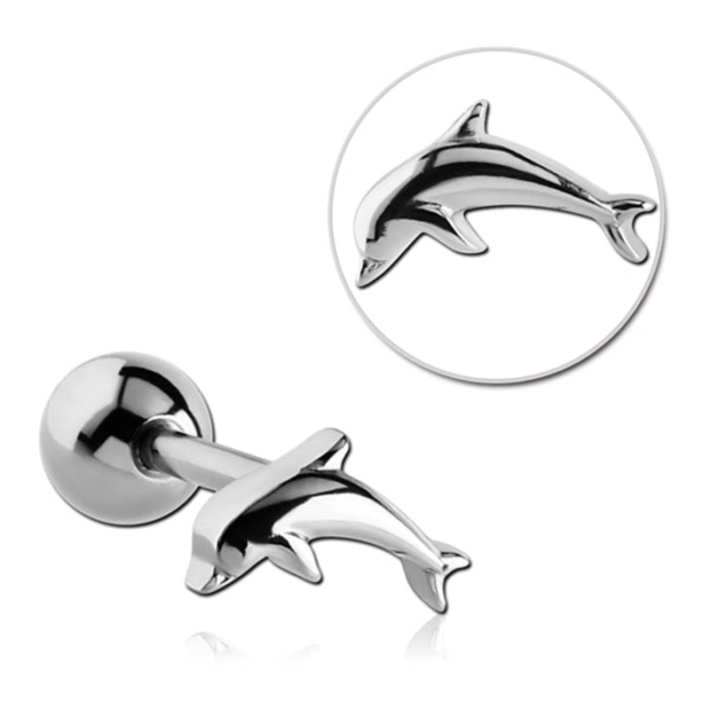 Dolphin Stainless Tongue Barbell 14g – 5/8″ long (16mm) Stainless Steel