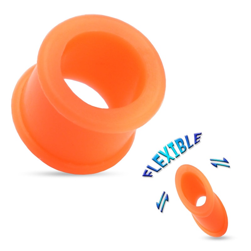 Orange Silicone Tunnels 6 gauge (4mm) Orange Pair