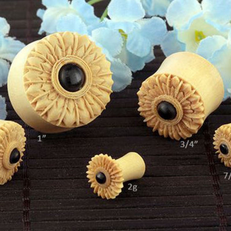 Orpheum Crocodile Wood Plugs 2 gauge (6mm) Sabo Wood Pair