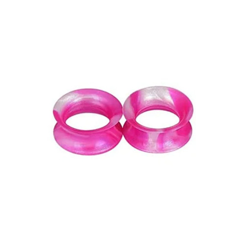 Pink/White Silicone Tunnels 6 gauge (4mm) Pink/White Pair