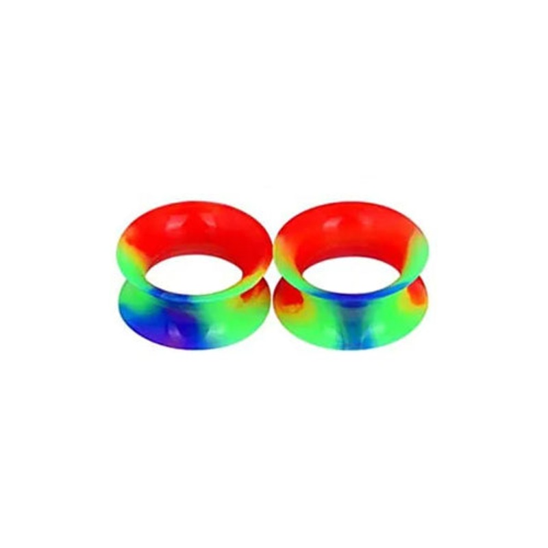 Rainbow Silicone Tunnels 4 gauge (5mm) Rainbow Pair