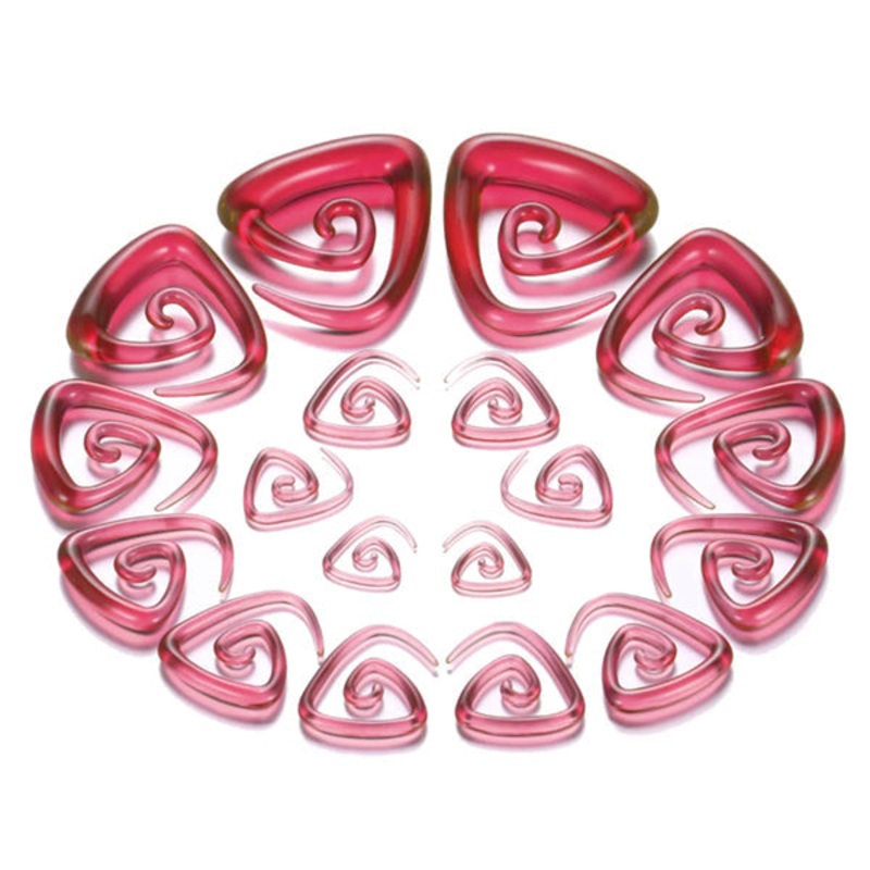 Red Acrylic Trinity Spirals 14 gauge (1.6mm) Red Pair