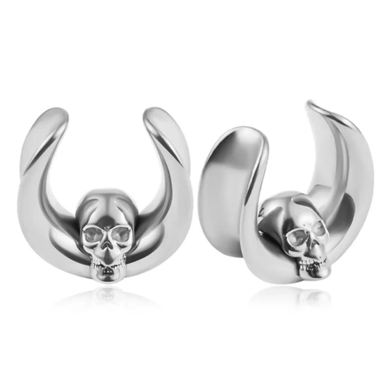 Skull Stainless Saddle Spreaders 1/2 inch (12mm) Stainless Steel Pair