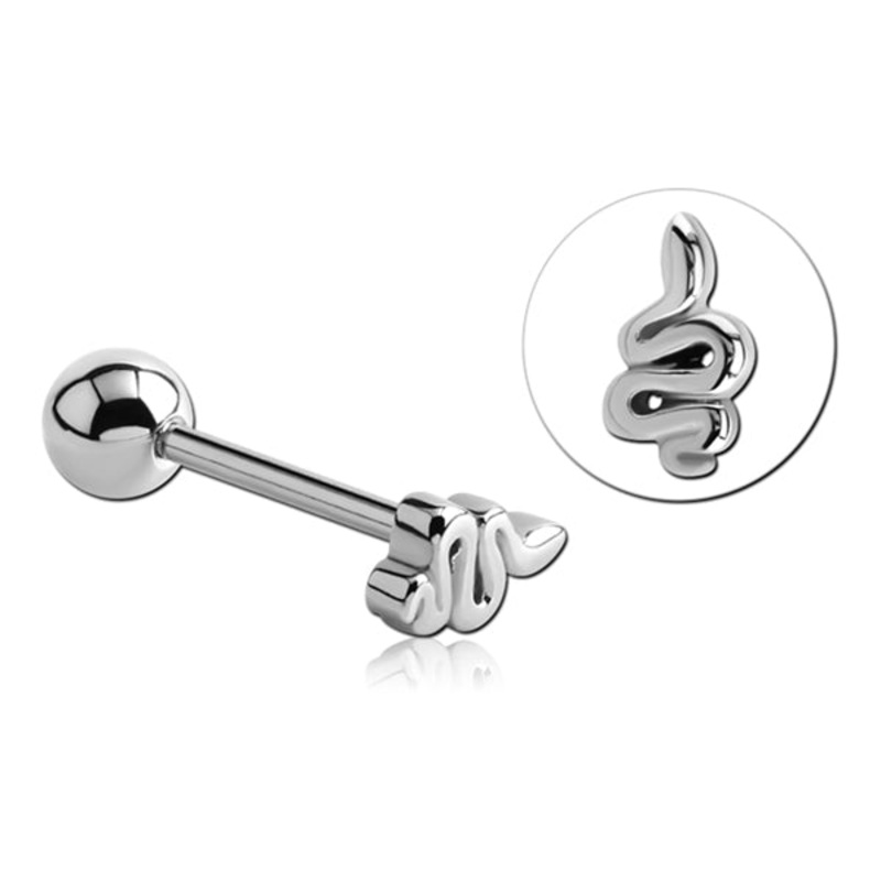 Snake Stainless Tongue Barbell 14g – 5/8″ long (16mm) Stainless Steel