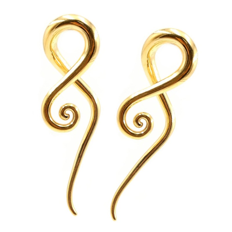 Tentacle Gold Hangers 2 gauge (6mm) Gold Pair