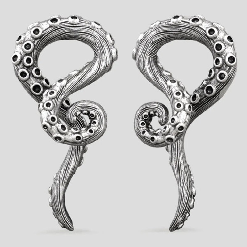 Twisted Tentacles Stainless Hangers 0 gauge (8mm) Stainless Steel Pair