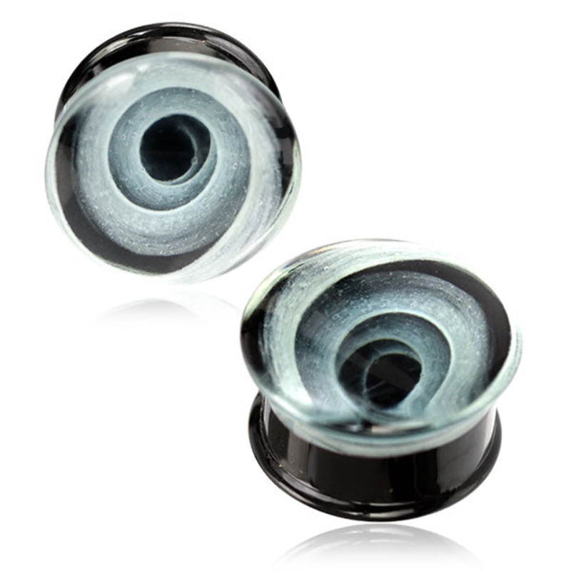 White Vortex Glass Plugs 2 gauge (6mm) White Pair