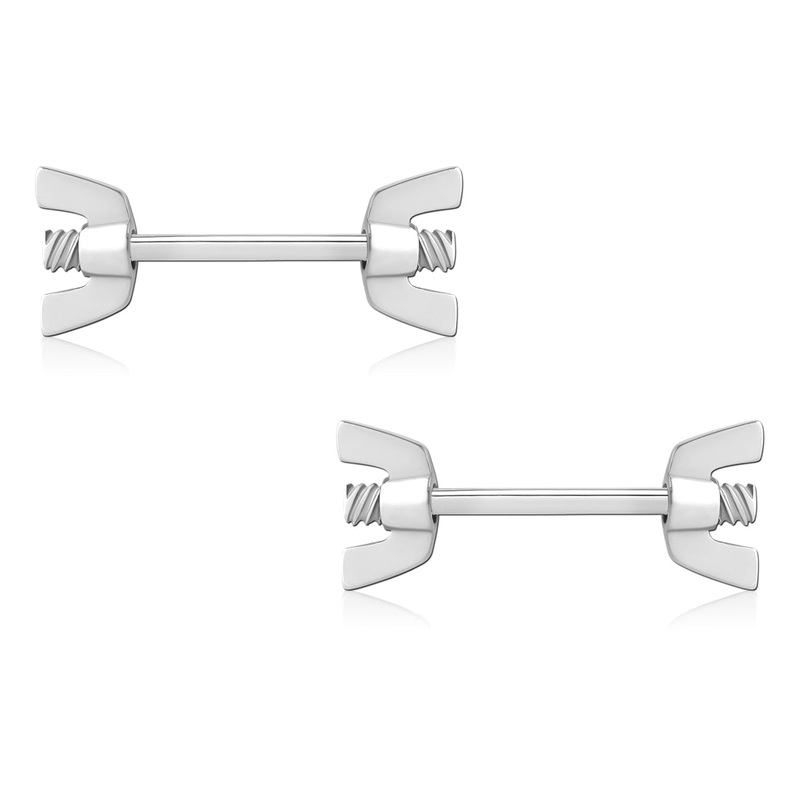 Wingnut Stainless Nipple Barbells 14g – 15/32″ long (12mm) Stainless Steel