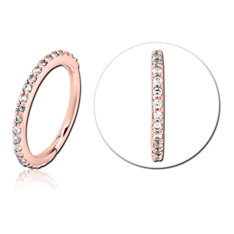 18g CZ Rose Gold Hinged Segment Ring 18g – 1/4″ diameter (6mm) Clear Rose Gold Stainless