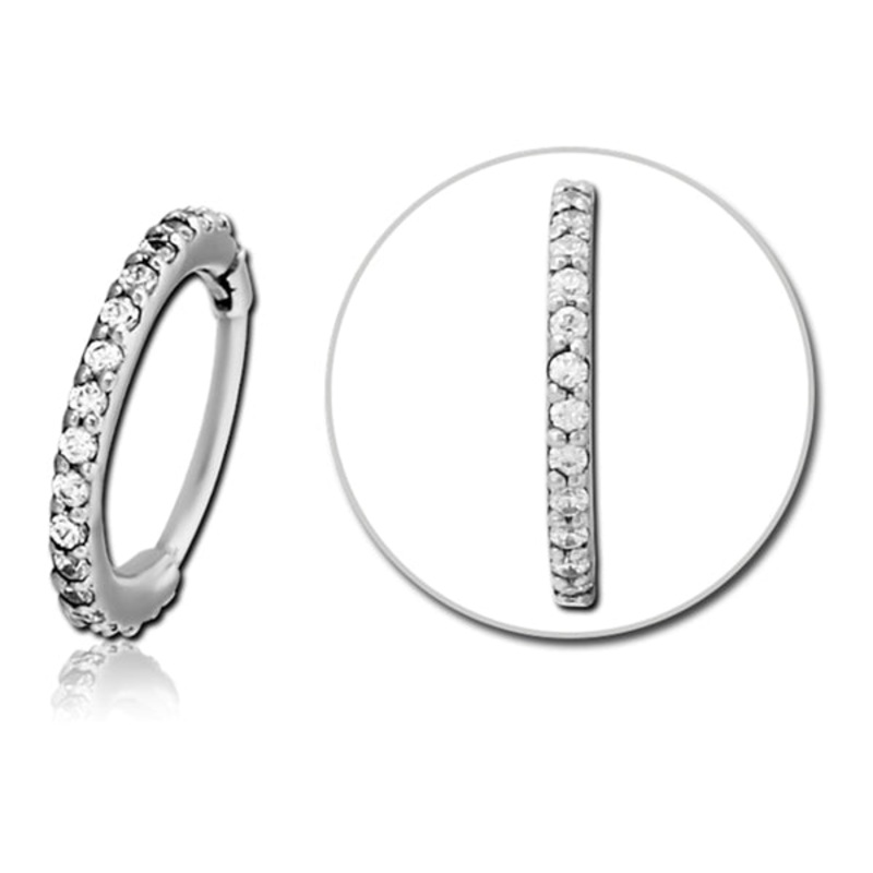 18g CZ Stainless Hinged Segment Ring 18g – 1/4″ diameter (6mm) Clear Stainless Steel