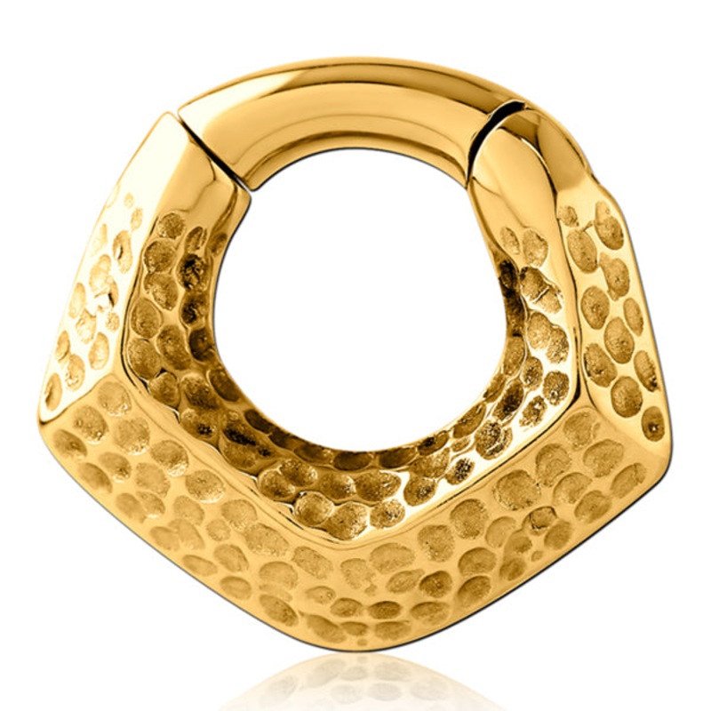 6g Dimpled Chevron Gold Hinged Rings 6 gauge – 1/2″ diameter (12mm) Gold Pair