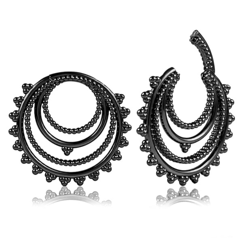 Beaded Black Multi-Hoops 4 gauge (5mm) Black Pair
