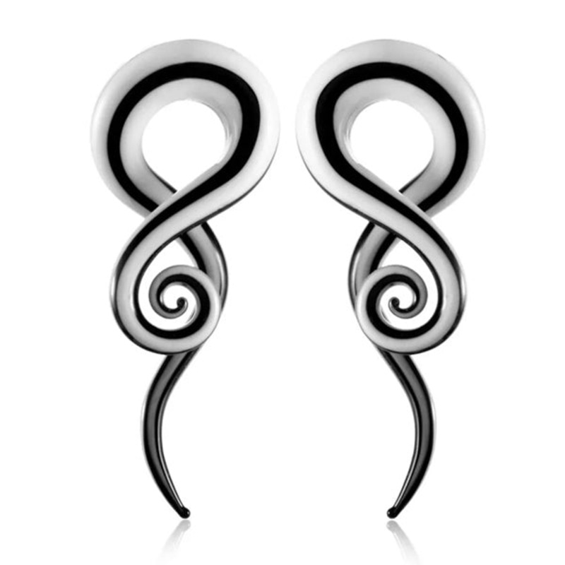 Black & White Glass Tentacles 4 gauge (5mm) Black & White