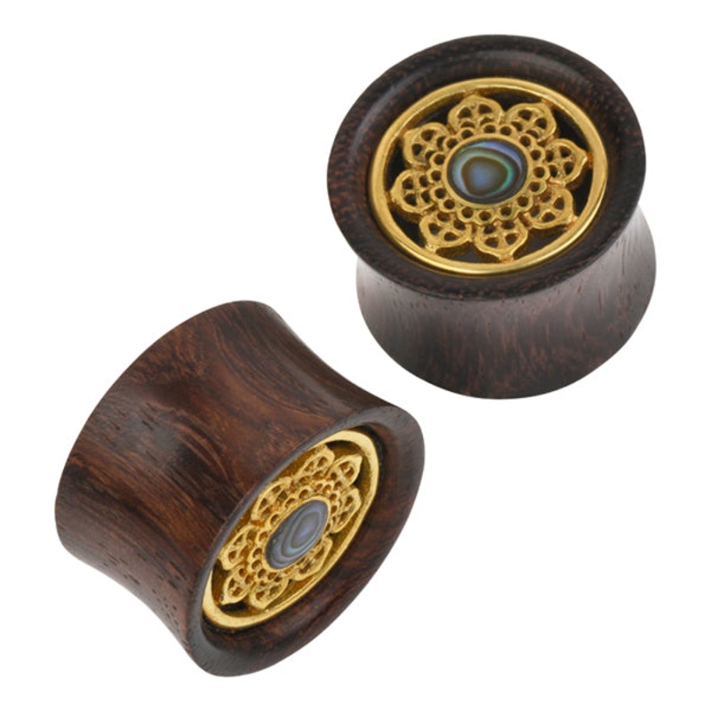 Padma Mandala Plugs 00 gauge (10mm) Sono Wood