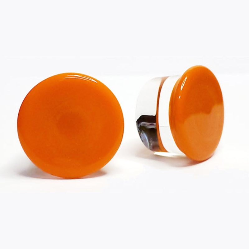 Tangerine Single Flare Plugs by Glasswear Studios 4 gauge (5mm) Tangerine Pair