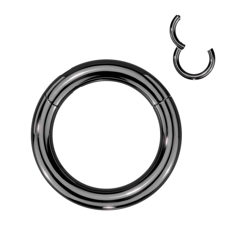 12g Black Titanium Hinged Segment Ring 12g – 3/8″ diameter (10mm) Black Titanium