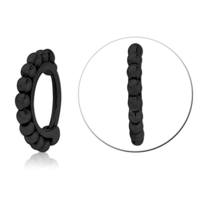20g Black Beaded Nostril Clicker 20g – 9/32″ diameter (7mm) Black Stainless