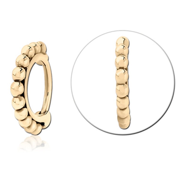 20g Gold Beaded Nostril Clicker 20g – 9/32″ diameter (7mm) Gold Stainless