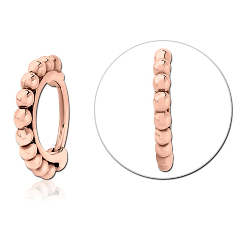 20g Rose Gold Beaded Nostril Clicker 20g – 9/32″ diameter (7mm) Rose Gold Stainless
