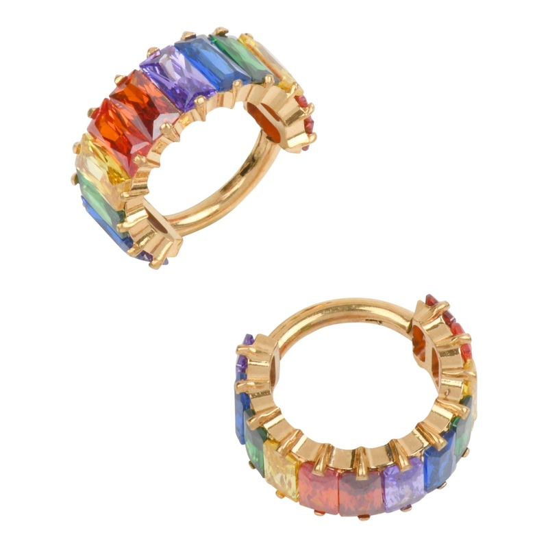 Baguette Band Titanium Hinged Ring 16g – 5/16″ diameter (8mm) Rainbow Gold Titanium