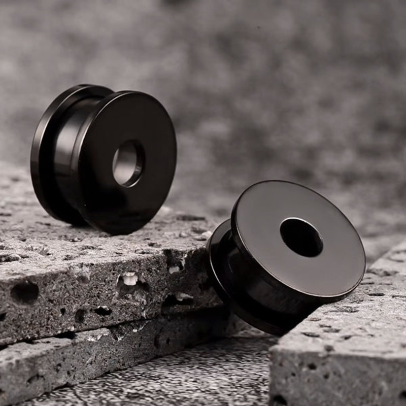 Black Screw-On Tunnels 2 gauge (6mm) Black Pair