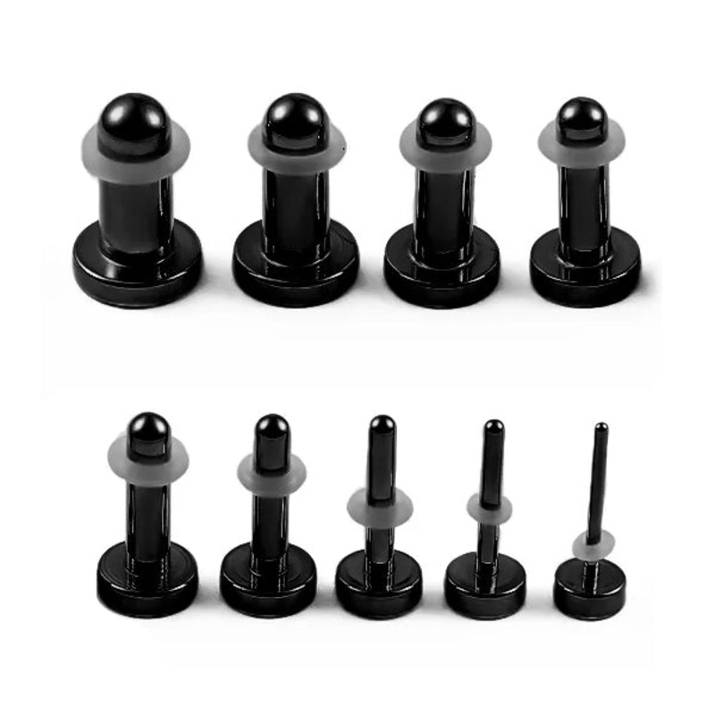 Black Single Flare Plugs 14 gauge (1.6mm) Black