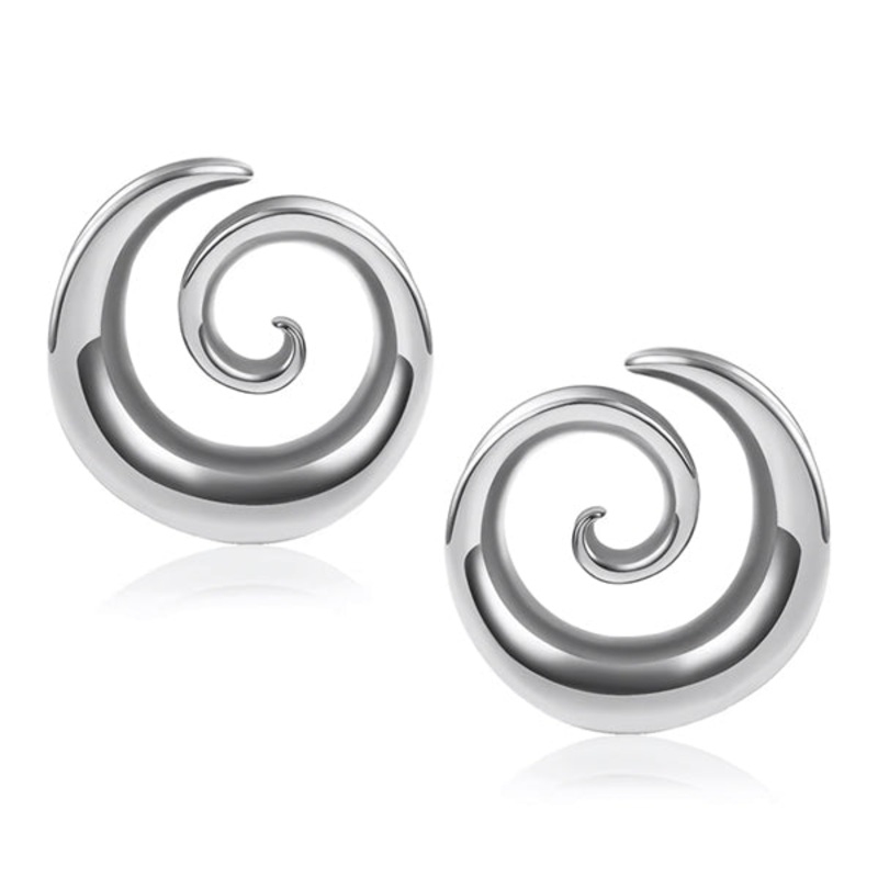 Spiral Stainless Tunnels 1/2 inch (12mm) Stainless Steel Pair