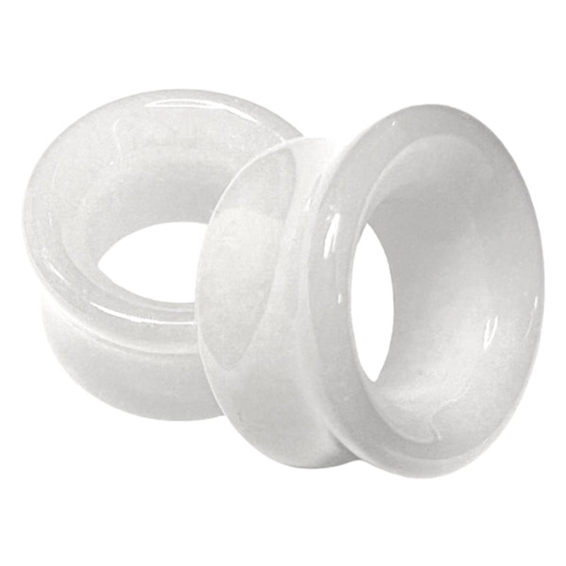White Jade Tunnels 0 gauge (8mm) White Jade Pair