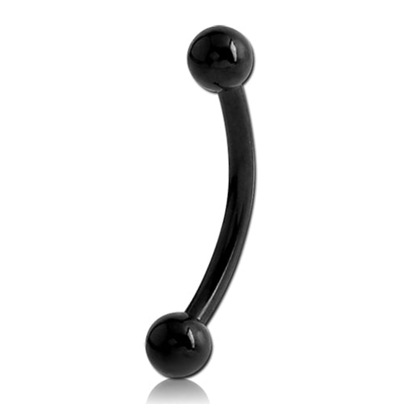 16g Black Titanium Curved Barbell 16g – 1/4″ long (6mm) – 3mm balls Black Titanium