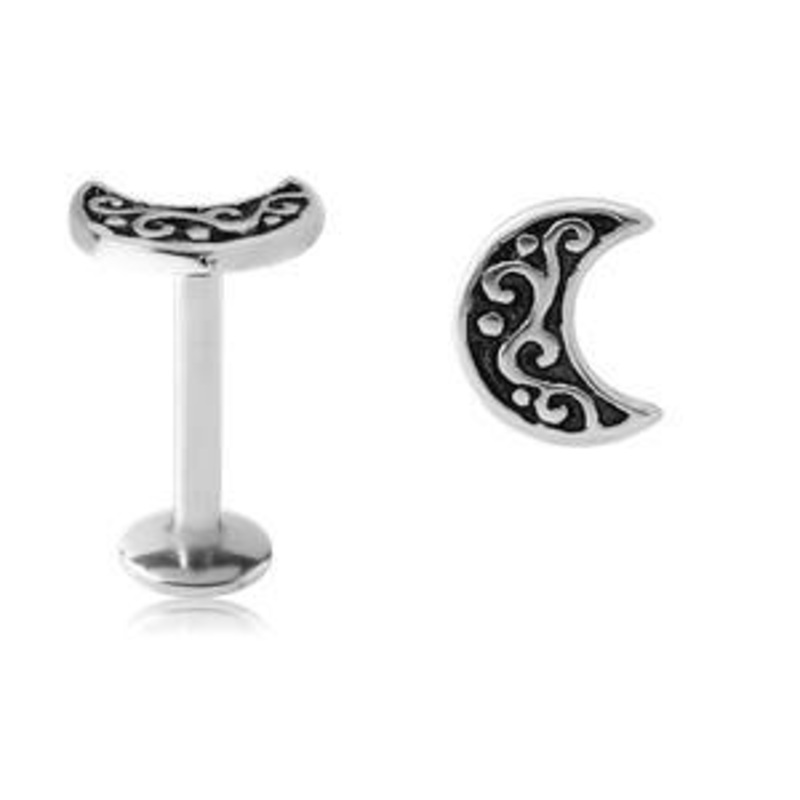 16g Fancy Moon Stainless Labret 16g – 5/16″ long (8mm) Stainless Steel
