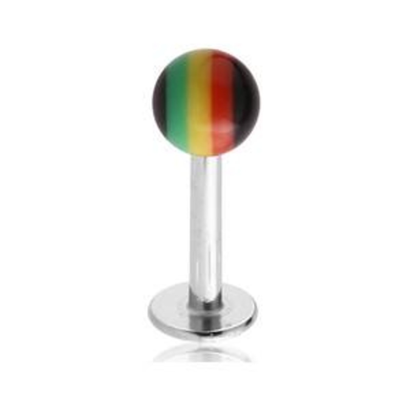 16g Rasta Labret 16g – 5/16″ long (8mm) – 3mm ball Rasta Stainless Steel