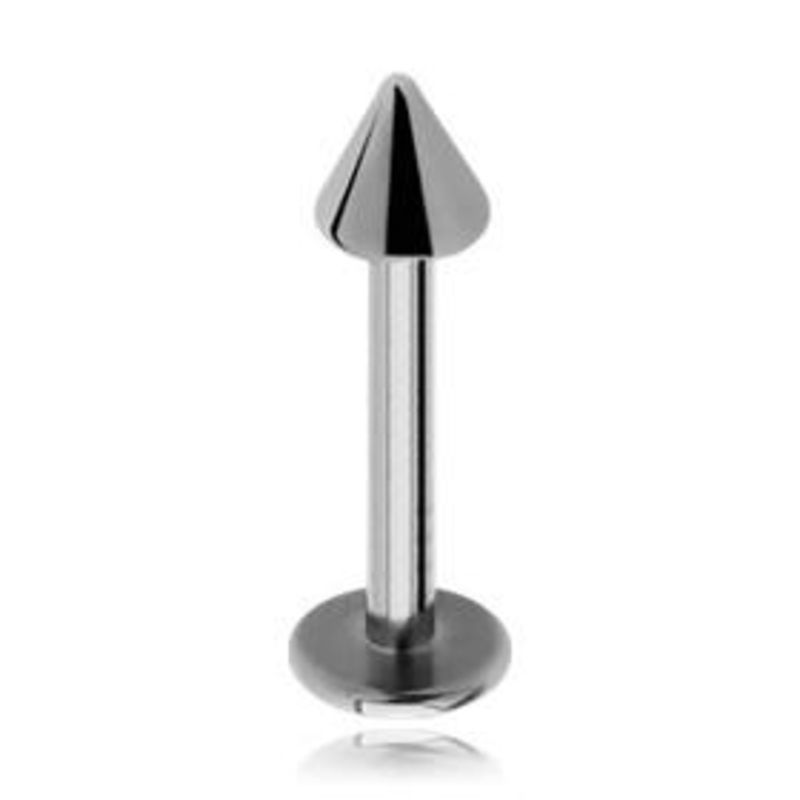 16g Spiked Titanium Labret 16g – 5/16″ long (8mm) – 3x3mm cone High Polish