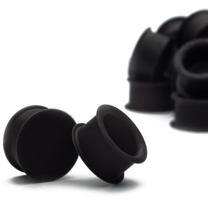 Black Hollow Plugs by Kaos Softwear 10 gauge (2.6mm) Black