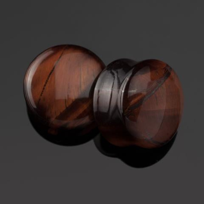 Red Tigers Eye Plugs by Diablo Organics 8 gauge (3mm) Red Tigers Eye Pair