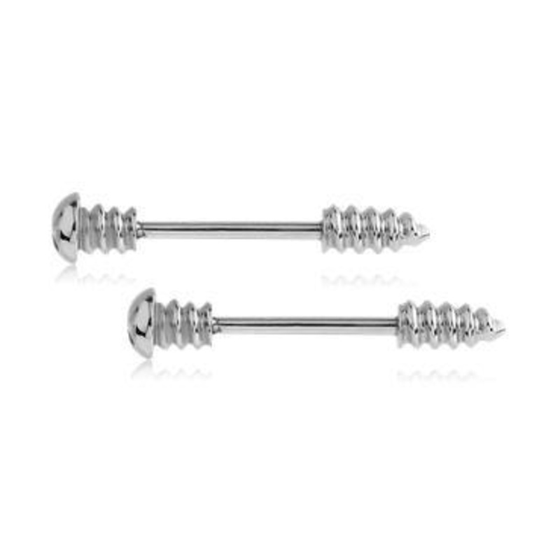 Screw Stainless Nipple Barbells 14g – 3/8″ long (10mm) Stainless Steel