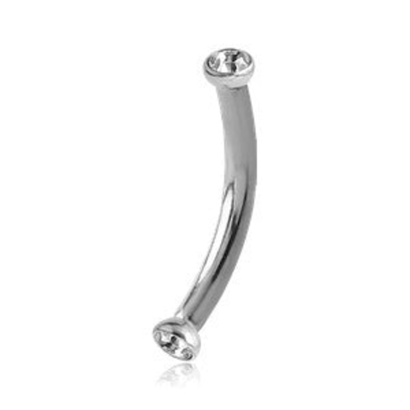 16g Stainless Microgem Curved Barbell 16g – 1/4″ long (6mm) Aqua Stainless Steel