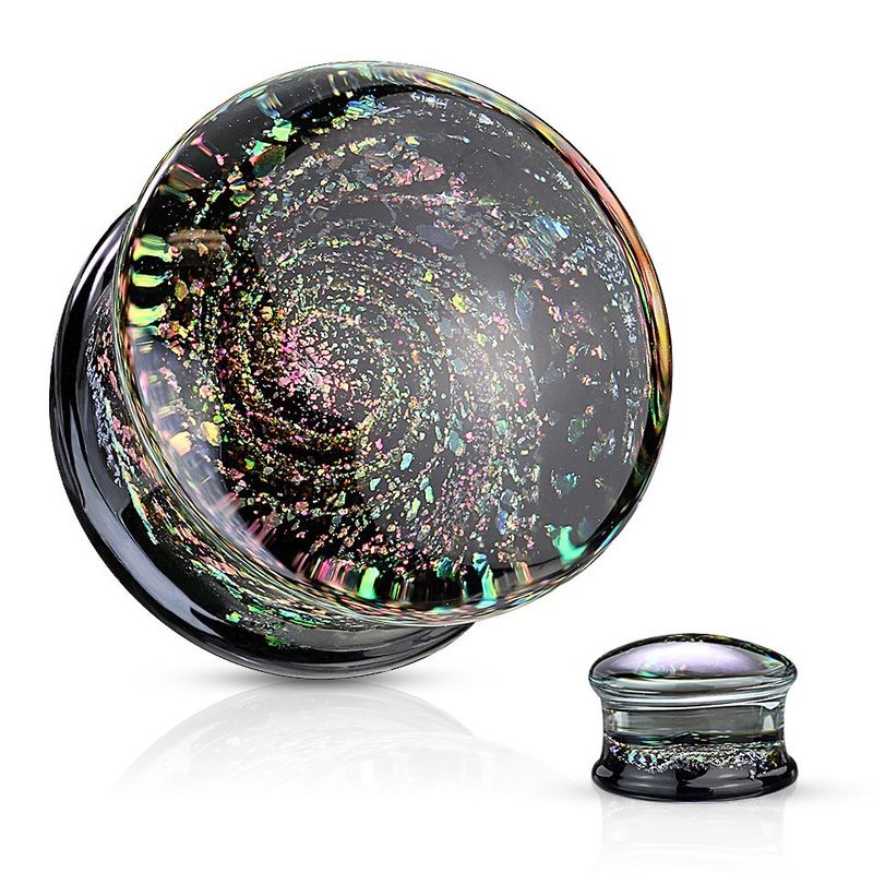 Black Hole Glass Plugs 0 gauge (8mm) Purple Pair