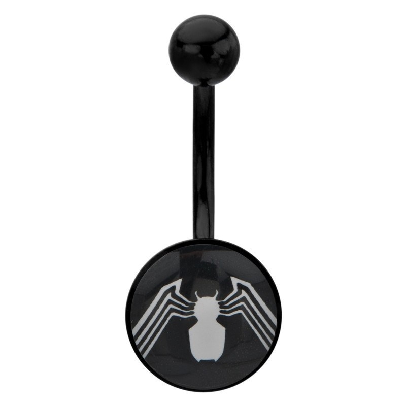 Spiderman Black Belly Barbell 14g – 7/16″ long (11mm) Black Stainless