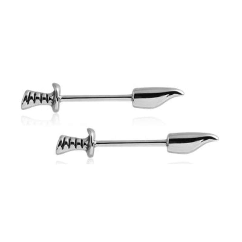 Sword Stainless Nipple Barbells 14g – 3/8″ long (10mm) Stainless Steel