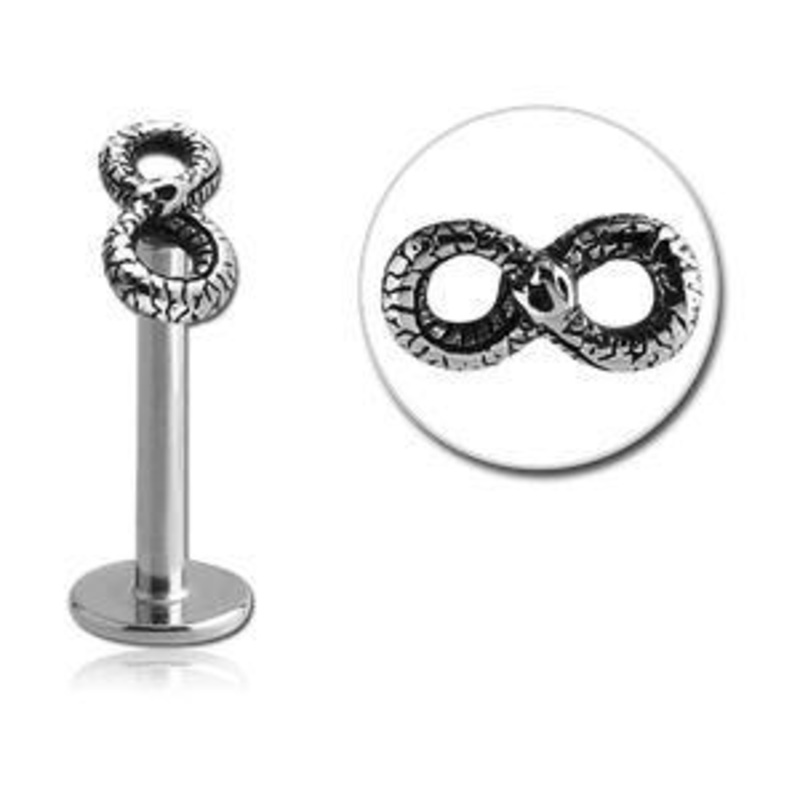 16g Ouroboros Stainless Labret 16g – 5/16″ long (8mm) Stainless Steel