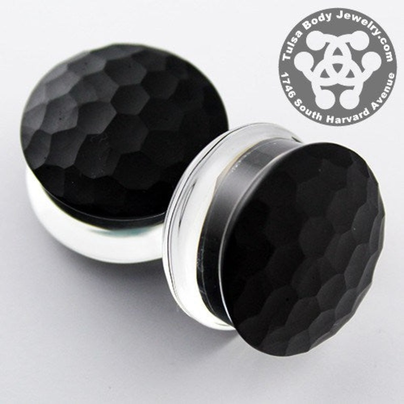 Black Color Front Martelle Plugs by Gorilla Glass 00 gauge (10mm) Black Pair