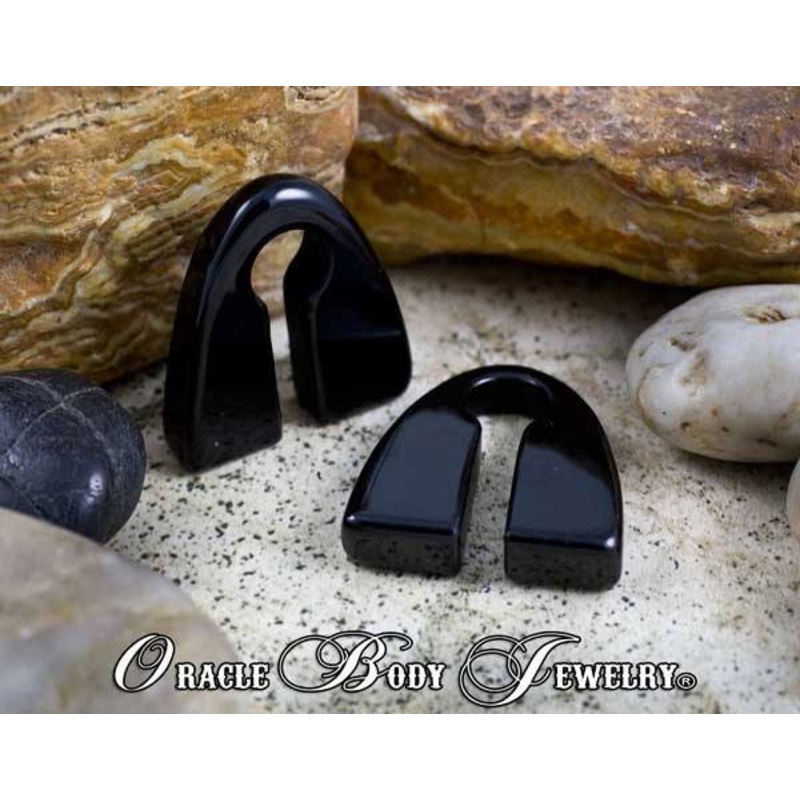 Black Obsidian Pyramids by Oracle Body Jewelry 9/16 inch (14mm) Black Obsidian Pair