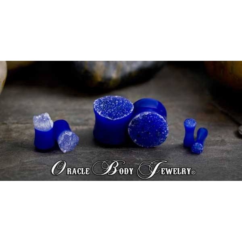 Blue Agate Geode Plugs by Oracle Body Jewelry 6 gauge (4mm) Blue Agate Pair